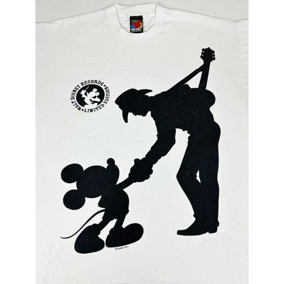 Vintage Mickey Mouse Shirt Country Music White Walt Disney Records Singe Stitch - Picture 1 of 12